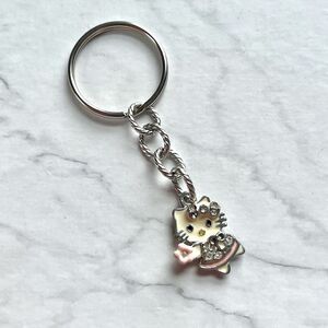 White and Pink Enamel Hello Kitty Key Chain